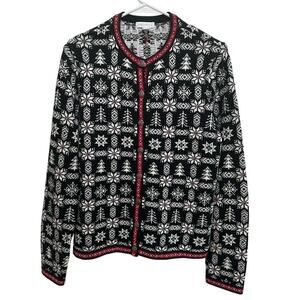 Vintage Christmas Sweater - Talbots Nordic Fair Isle Cardigan Women’s Size M